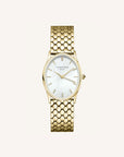 ROSEFIELD OVAL WHITE PEARL FACE GOLD BRACELET WATCH