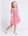 EVE GIRL ESLA GINGHAM SHIRRED DRESS 3-7