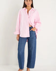 STORIES BE TOLD SIGNATURE PINK OXFORD OVERSIZED BOYFRIEND SHIRT