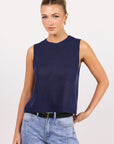 AMONG THE BRAVE SALUTE RELAXED SLEEVELESS KNIT TOP