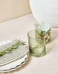 WILLOW & MAE OLIVE GREEN RIBBED SET 2 TUMBLERS