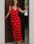 GEORGIA MAE DELIGHTFUL CHERRY POLKA DOT SATIN BIAS SLIP DRESS