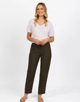 VASSALLI SLIM LEG ANKLE GRAZER PANT WITH FULL ELASTIC WAISTBAND