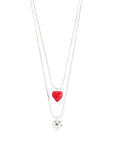 PILGRIM MAEVE RECYCLED NECKLACE 2 IN A SET SILVER RED