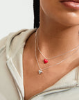 PILGRIM MAEVE RECYCLED NECKLACE 2 IN A SET SILVER RED