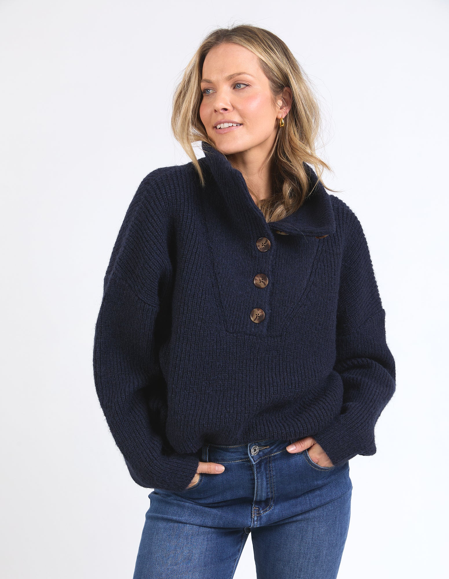 レディース andmary Brenda button knit tops