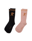 KAREN WALKER RUNAWAY GIRL SOCKS 2 PACK BLACK/PINK