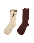 KAREN WALKER RUNAWAY GIRL SOCKS 2 PACK CREAM/MAHOGANY