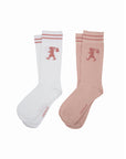 KAREN WALKER RUNAWAY GIRL SOCKS 2 PACK PINK/WHITE