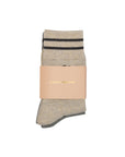 KAREN WALKER RUNAWAY EMBROIDED SOCKS 2PACK NATURAL/GREY/BLACK