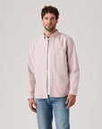 LEVIS AUTHENTIC BUTTON DOWN WAYLON STRIPE SHIRT - RUSSET