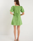AMONG THE BRAVE ADELAIDE LINEN PUFF SLEEVE PANELLED MINI DRESS