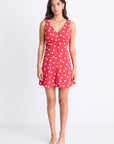 AMONG THE BRAVE ALLORA POPPY POLKA DOT BUTTON FRONT MINI DRESS