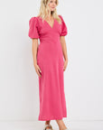 AMONG THE BRAVE AMORA DITSY GINGHAM SS BIAS MIDI DRESS