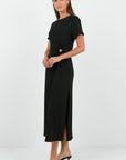 STORIES BE TOLD ANCHOR WAIST BUCKLE SHORT SLEEVE KNIT MAXI DRESS
