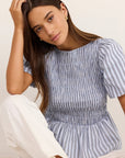 STORIES BE TOLD ARTIFACT SHIRRED BUBBLE SLEEVE TOP