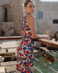 STORIES BE TOLD ASTON POPPY SATIN BIAS FLARED MAXI DRESS