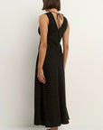 STORIES BE TOLD ASTON DITSY DOT SATIN BIAS FLARED MAXI DRESS