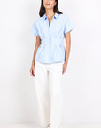 AMONG THE BRAVE ASTUTE SHORT SLEEVE CORSET DETAIL SHIRT
