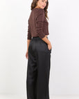 BY ROSA GRANDEUR SATIN ELASTIC BACK WIDE LEG PANTS