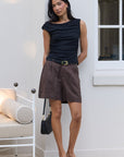 STORIES BE TOLD LITERAL LINEN PLEAT FRONT SHORTS