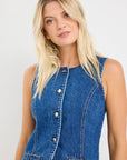 AMONG THE BRAVE BASELINE DENIM VEST TOP