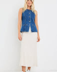 AMONG THE BRAVE BASELINE DENIM VEST TOP