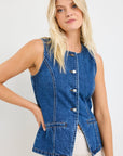 AMONG THE BRAVE BASELINE DENIM VEST TOP