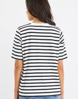 RE:UNION BINDING BLACK WHITE STRIPE BOXY FIT TEE