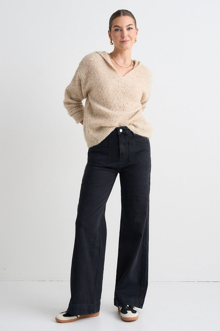 Among the Brave Zoey High Rise Stretch Denim Jean (Dark Khaki)