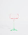 WILLOW & MAE BLOOM WAVYSET 4 PINK GREEN COCKTAIL GLASSES