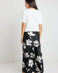 STORIES BE TOLD CRITICAL FLORAL SATIN TIE WAIST MAXI SKIRT