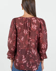 IVY + JACK CANDID SMUDGE FLORAL FRILL SLEEVE CREWNECK TOP