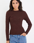 AMONG THE BRAVE CAPTIVE LACE KNIT LONG SLEEVE TOP