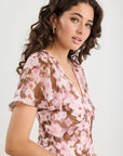 AMONG THE BRAVE CHARIOT BLUSH FLORAL BIAS FLARED MAXI DRESS