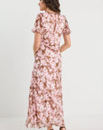 AMONG THE BRAVE CHARIOT BLUSH FLORAL BIAS FLARED MAXI DRESS