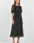 IVY + JACK SHOWCASE POLKA DOT GEORGETTE PUFF SLEVEE MAXI DRESS