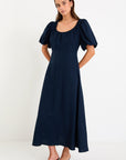 STORIES BE TOLD CHORUS PUFF SLEEVE SCOOP NECK FLOATY MAXI DRESS