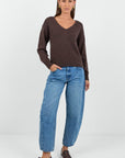 STORIES BE TOLD CLIQUE CHOCOLATE V NECK JUMPER