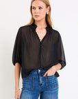 IVY + JACK CLOSURE MINI POLkA DOT HIGH NECK BUTTONED SS TOP