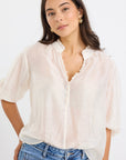 IVY + JACK CLOSURE SHEER HIGH NECK BUTTONED SS TOP