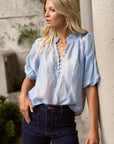 IVY + JACK CLOSURE SHEER HIGH NECK BUTTONED SS TOP