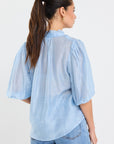 IVY + JACK CLOSURE SHEER HIGH NECK BUTTONED SS TOP
