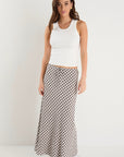 AMONG THE BRAVE SUMMIT GINGHAM COTTON BLEND TIE WAIST BIAS MAXI SKIRT