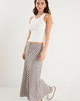 AMONG THE BRAVE SUMMIT GINGHAM COTTON BLEND TIE WAIST BIAS MAXI SKIRT
