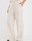 AMONG THE BRAVE SHELTER LINEN VISCOSE FLAT FRONT WIDE LEG PANTS