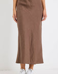RE:UNION BLISS LINEN BIAS MIDI SKIRT