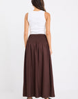RE:UNION BYRON LINEN BLEND SHIRRED WAIST MAXI SKIRT