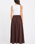 RE:UNION BYRON LINEN BLEND SHIRRED WAIST MAXI SKIRT
