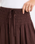 RE:UNION BYRON LINEN BLEND SHIRRED WAIST MAXI SKIRT